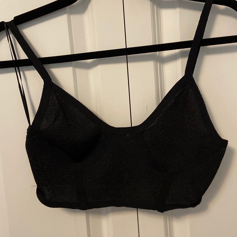 Black sparkly corset style tank top